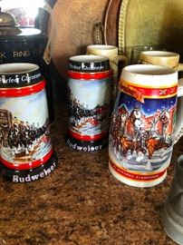 vintage Budweiser mugs (my dad had a hat made of cut up Budweiser cans once)