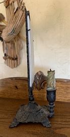 Antique KPM Lithophane w/ cast iron Light Stand	