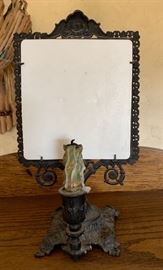 Antique KPM Lithophane w/ cast iron Light Stand	