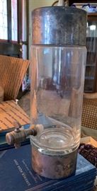 Antique Apothecary Dispenser Silver Lidded	11in