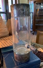 Antique Apothecary Dispenser Silver Lidded	11in