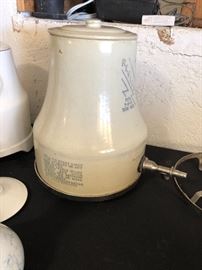 Antique early 1900’s revigator radium ore water cooler crock rare scarce stand 13” high Excellent no chips or cracks 