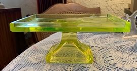 Clarks Teaberry Gum Display Vaseline Glass Pedestal Tray	