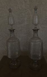 Antique Stacking Show Globe Greek Key Pharmacy Apothecary 