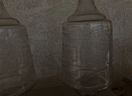 Antique Stacking Show Globe Greek Key Pharmacy Apothecary 