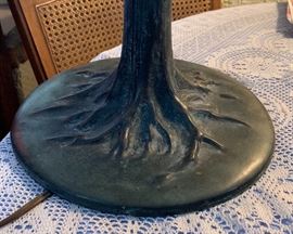 Antique Tree Trunk Bronze Lamp Base	 