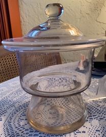 Glass Medical/Apothecary Lidded Pedestal Jar	 	