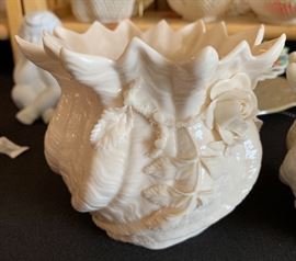 Belleek Flowered Flower Pot 