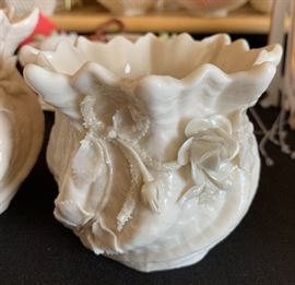 Belleek Flowered Flower Pot 