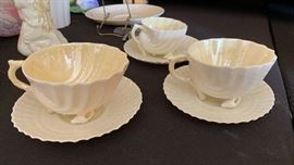 Belleek Neptune Yellow Cup w/ Saucer