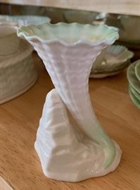 Belleek cornucopia Spill Vase	