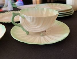 	Belleek Shell cup green Neptune Tridacna BLACK mark