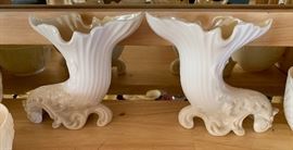 2 Belleek Cornucopia Fermanagh PAIR	 