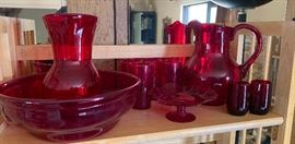 RED Hand Blown Glass Blenko