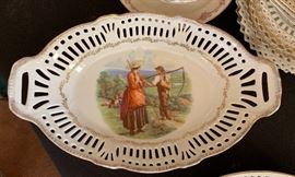 Germany  Reticulated Oval Farm Scene Dish
