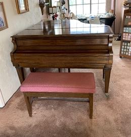 J&C Fischer Baby Grand  Ampico Player Piano	 39x60x67in	HxWxD