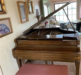 J&C Fischer Baby Grand  Ampico Player Piano	 39x60x67in	HxWxD