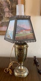 5-Panel Lithophane Shade Brass Lamp AS-IS	