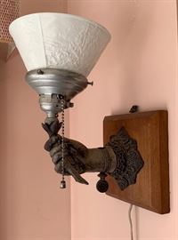 Antique Hand Lamp Torch Wall Mount	