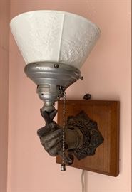 Antique Hand Lamp Torch Wall Mount	