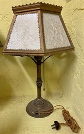 6-Panel Lithophane Antique Brass Lamp 48 PPM