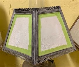 Aladdin Chrome Lamp W/ 6 section LithoPhane Glass KPM	 