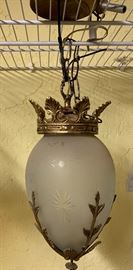 victorian pendant lamp Brass FROSTED HANGING	