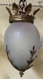 victorian pendant lamp Brass FROSTED HANGING	