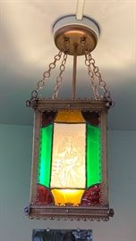 Lithophane Hanging Lamp Stained Glass