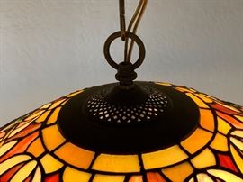 Huge Antique Stained Glass Hanging lamp