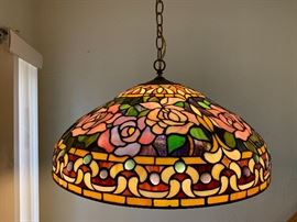 Huge Antique Stained Glass Hanging lamp
