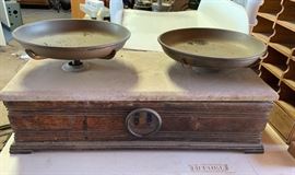 Antique Apothecary Marble/Wood Scale