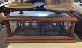 Antique Apothecary Wood Glass Scale