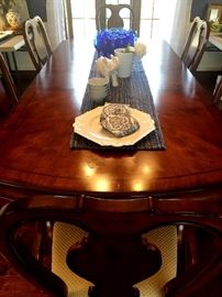 Are You ready For this Stunning Dining Room Set!...6 Upholstered Chairs (Including 2 Arm Chairs), and Two Leaves...