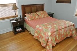 Full size Bed, Mattress and Headboard with Frame Nightstands 