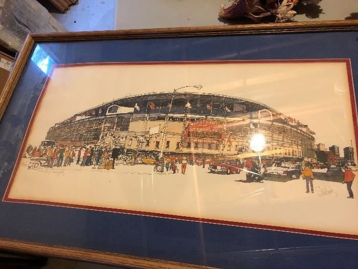 Wrigley Field signed lithograph.