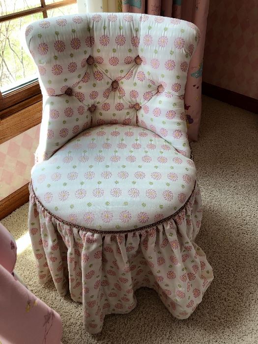 Custom made Girls boudoir chair.  We have a pair!