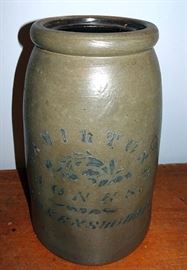 Hamilton Blue Decorated Stoneware Crock, Greensboro, Pennsylvania