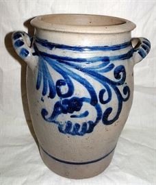 Blue Decorated Stoneware Crock