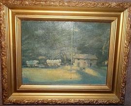 St. Louis Artist Fred Conway Signed Painting Of Grants Cabin