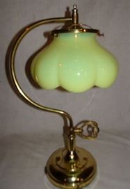 Brass Lamp With Art Glass Shade