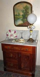 Walnut Marble Top Washstand