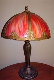 Red Slag Glass Parlor Lamp