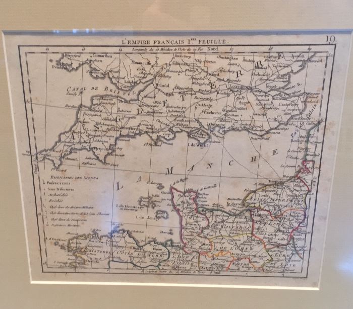 Close up of antique map of "L'Empire Francais, 3eme Feuille"
