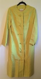 Chartreuse silk coat with frog closures - from Neiman Marcus