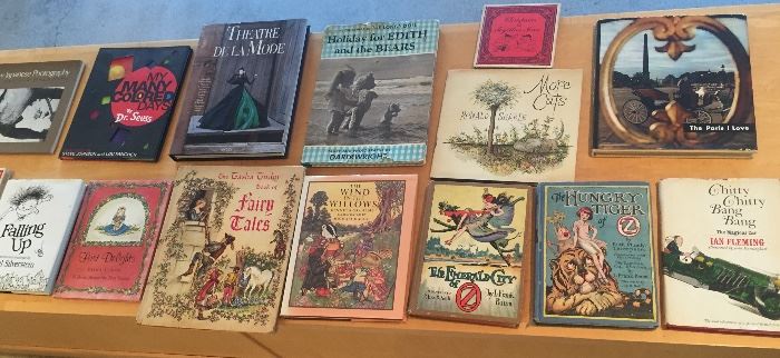 Vintage kids books - note old Oz books & Tasha Tudor. LOTS of newer titles too: Dr. Seuss, Peter Rabbit, American Girl, etc. (not shown)
