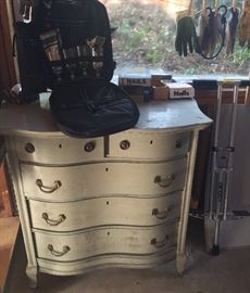 Painted antique oak dresser, picnic kit, Airgo pogo stick