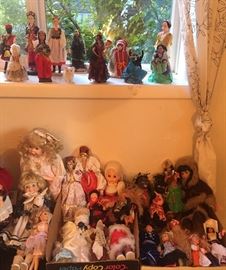 Lots of souvenir dolls from around the world