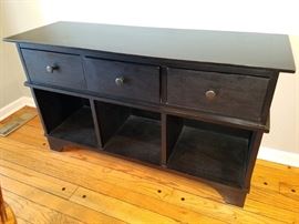 Black cubby console table