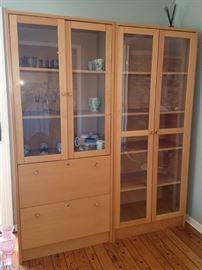 Bookcase Cabinet and Bookcase (both with glass doors)